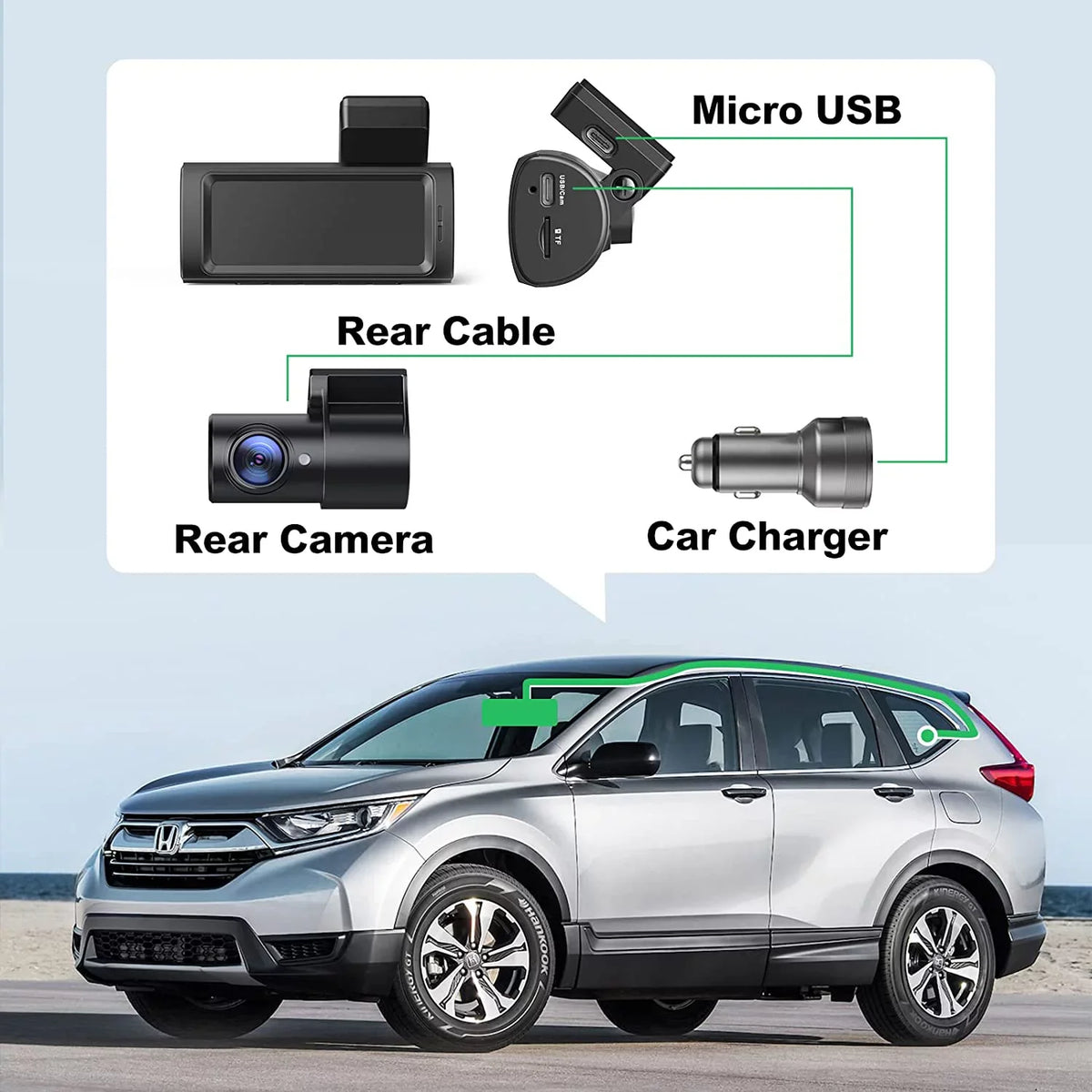 Night Camera Cars G-Sensor, Mount, Cam Vision, Rear, and D32 Dam, WiFi Dash Mode, Super Record Yeecore Built-in App Portable Parking Control, Dash Dash Front Magnetic Accident 2.5K+1080P for Dual GPS,