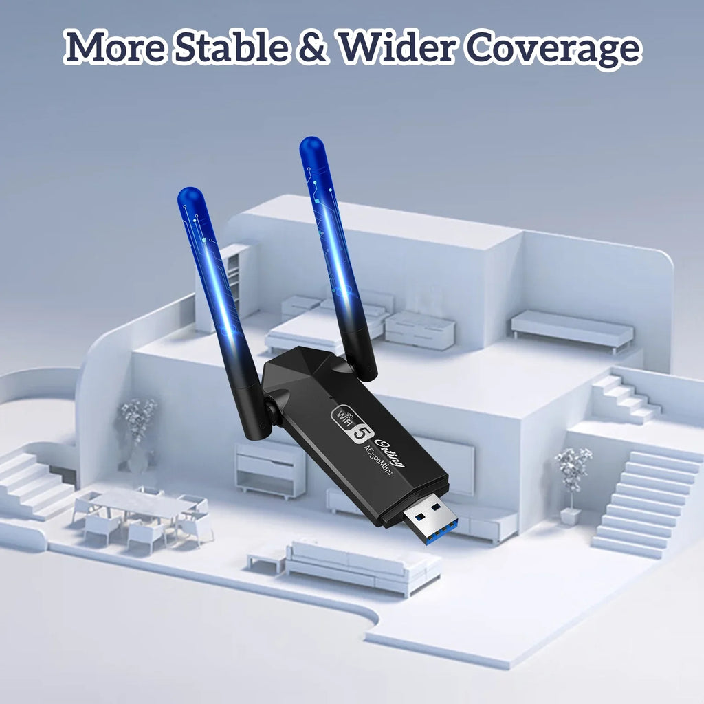 Dual Windows WiFi Network Dongle WiFi 11/10/8/7, for Mac OS USB Adapter Laptop Desktop Dual 1300Mbps USB Ortiny Wireless WiFi Adapter, Wireless PC, Band 10.9-10.15 for 5G/2.4G Supports Band Adapter
