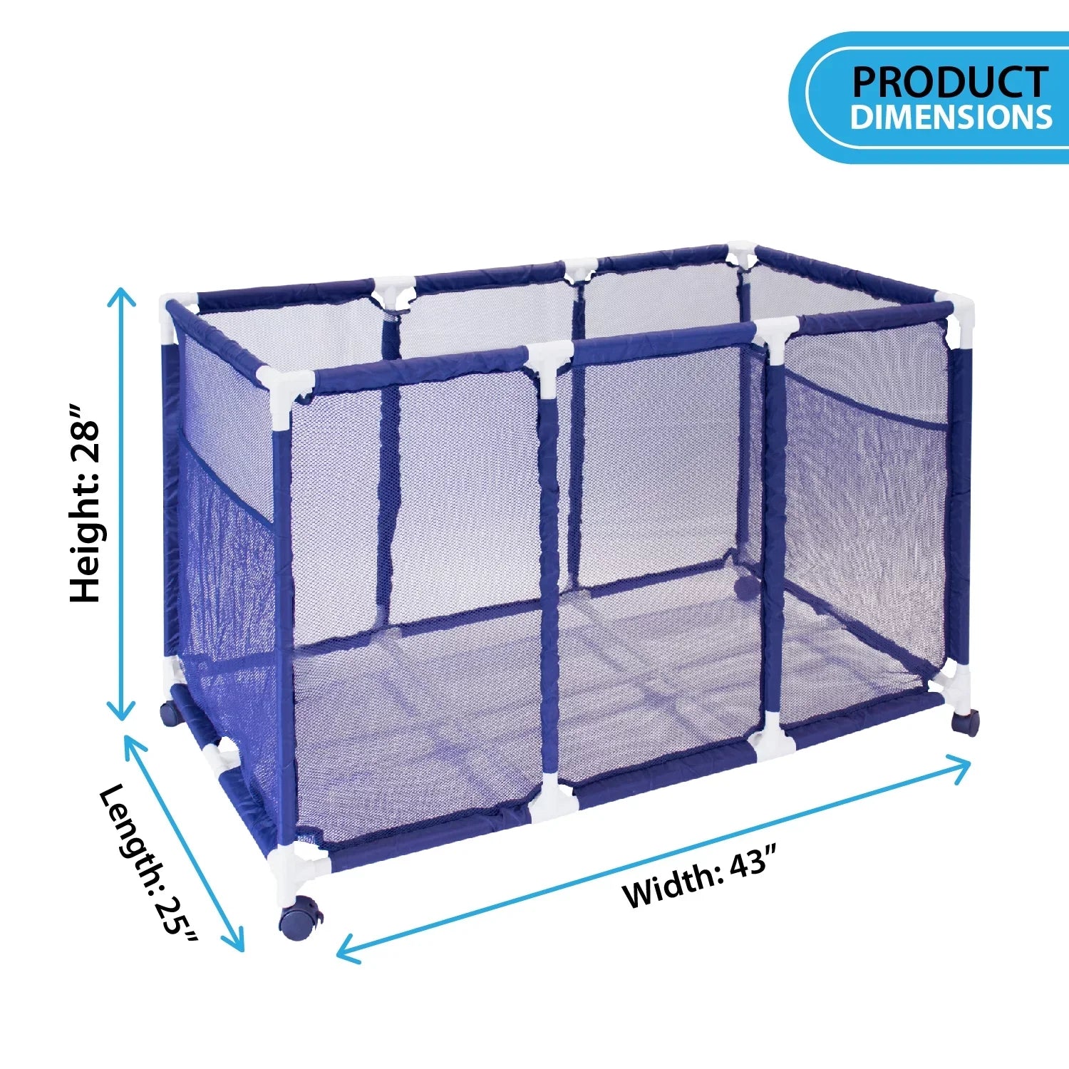 Kids Rolling H), Pool / Floats Toys, Organizer 25" x 28" Balls Storage Height, Noodles and Mesh Bin, 563009 L (43" Equipment design Large, W Blue x White Holder,