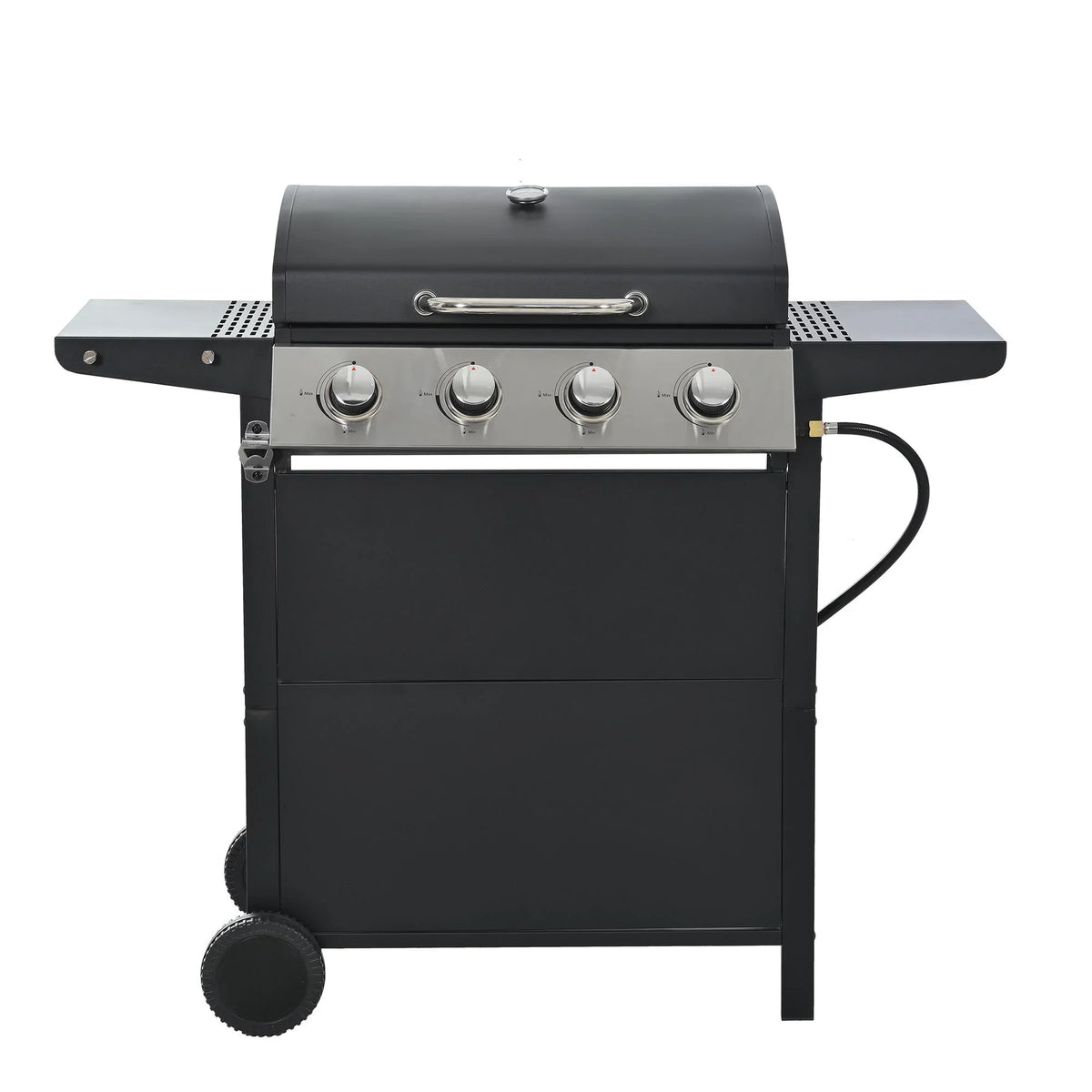 Grill Stainless Side Patio Grilling 4-Burners Gas Space Black Shelves Thermometer Garden Burner Two Steel BBQ - Barbecue