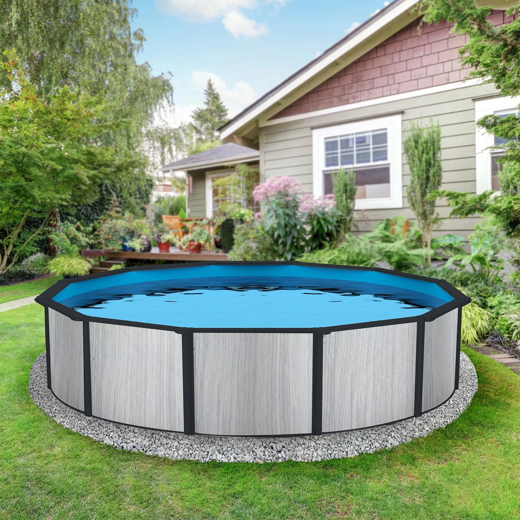 52-in Deep Wave Pool 18-ft 8-in Hybrid Blue Savannah with Package Round Top Rail