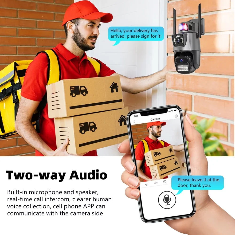 Dual Night View, Audio 360° Vision, Camera, Waterproof 2-Way Cameras Kepeak Wi-Fi Security Surveillance Home exterior Lens