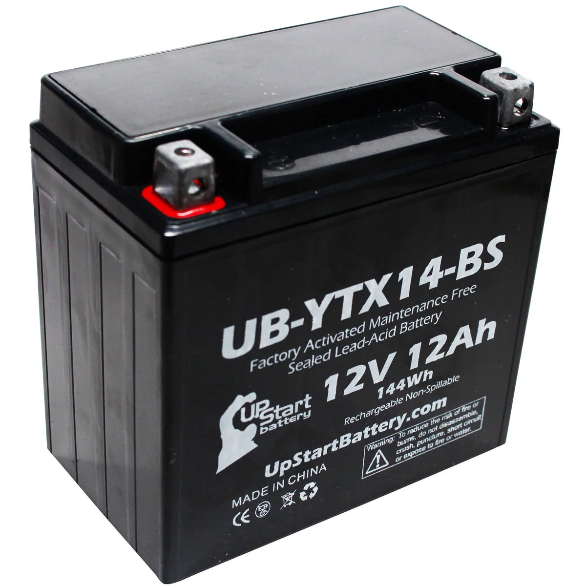 GS Activated, Battery Battery 800 Maintenance Replacement Factory - 5-Pack Free, CC Motorcycle 2010 for UpStart UB-YTX14-BS 12V, 12AH, F800ST,