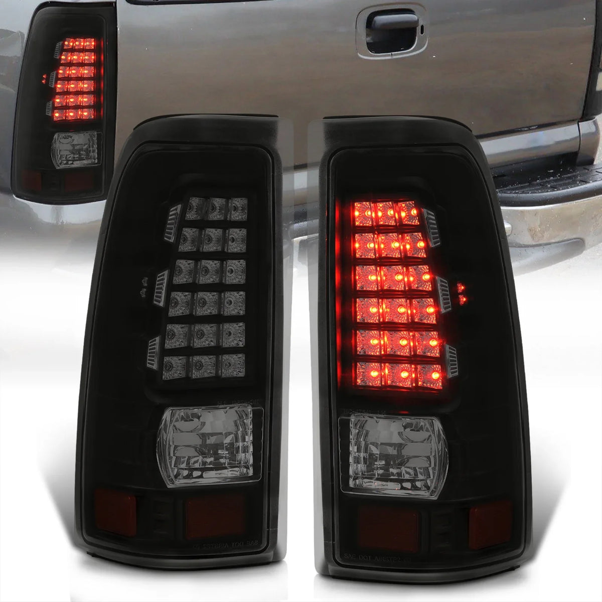 Distributors 2004 Chevy Compatible/Replacement Pair Black Lamps 2001 2003 AJP LED Smoked For Brake 1999 Fleetside Signal Stop Lens 2005 GMC 2006 2000 Tail 2002 Silverado Housing Driving Lights Sierra