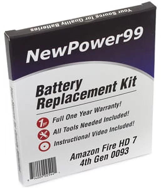 Year Amazon Warranty 7" Battery Video One Full Instructions, Extended Life Fire Generation HD Replacement Kit 4th with 0093 Battery and Tools,