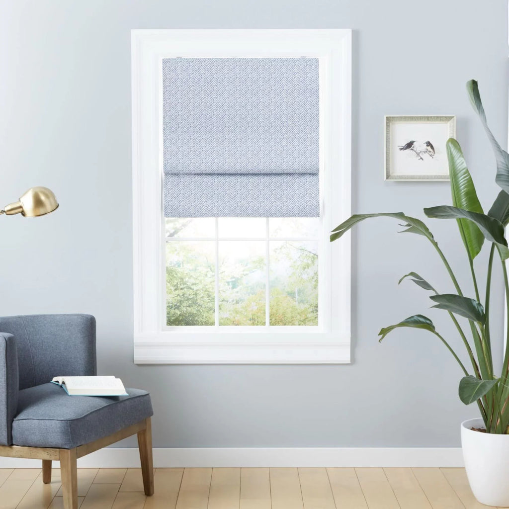 Total Esme Exclusive Blackout Shade, Roman 27"x64", Blue Slate Home
