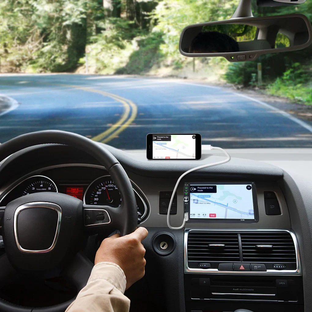 Support Camera 7" and Link(Both Mirror Radio ios Bluetooth Double with Stereo Car Din Car Screen System) HD Touch Android And Reverse