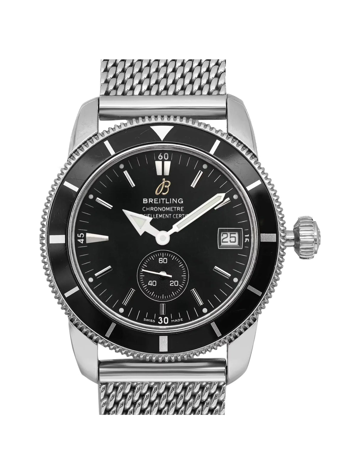 Steel Dial Mens A3732024-B869SS SuperOcean Breitling Watch Black Heritage 38mm