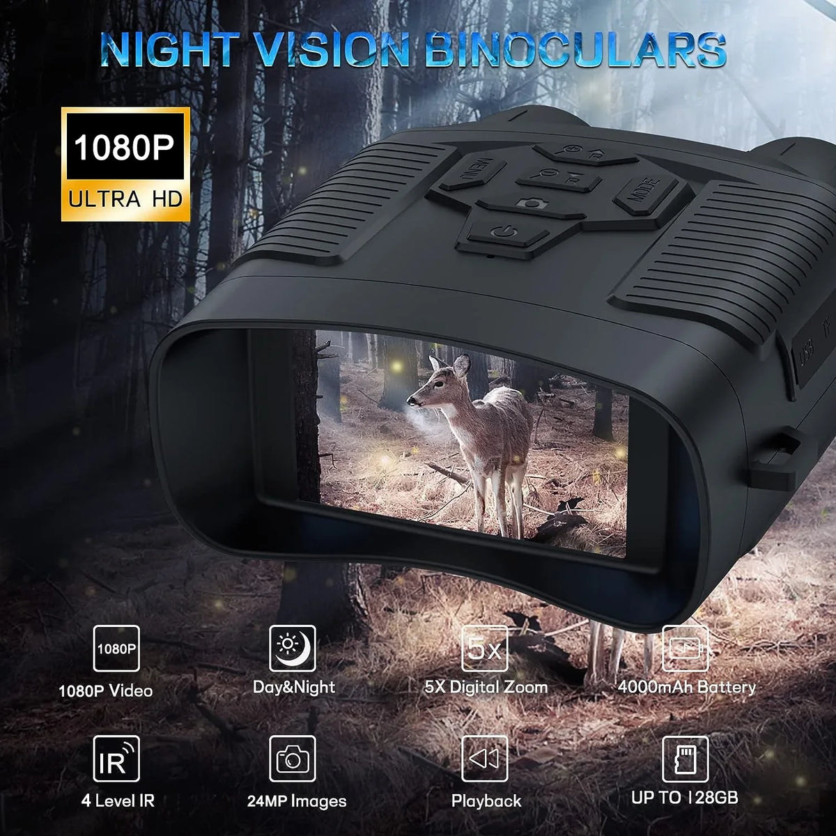 Zoom Card Videos Goggles Binoculars NVI-800 and SD with 24MP/1080P Vision at for Night 6x Pictures Night Hunting Taking 32GB Night SuntekCam and Suitable Vision