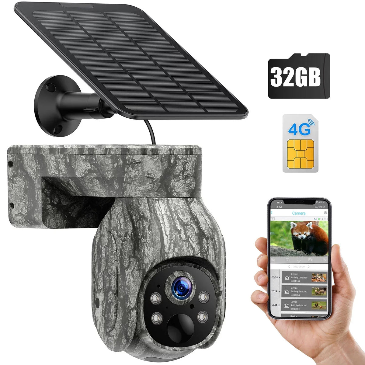 Cam Game Hunting Wireless 90°Tilt, Trail LTE, Card SIM Night Camera WiFi Cellular with Motion, PIR 4G CAMPARK Security Solar No Cloud Live Vision, 2K 360°Pan View, Camera Storage, Waterproof, with &SD