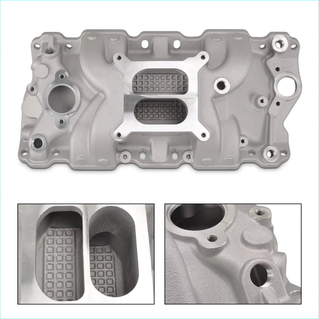 Dual Block SBC FGJQEFG Manifold 350 Intake Chevy Small Aluminum 327 305 400 Plane 1957-1986
