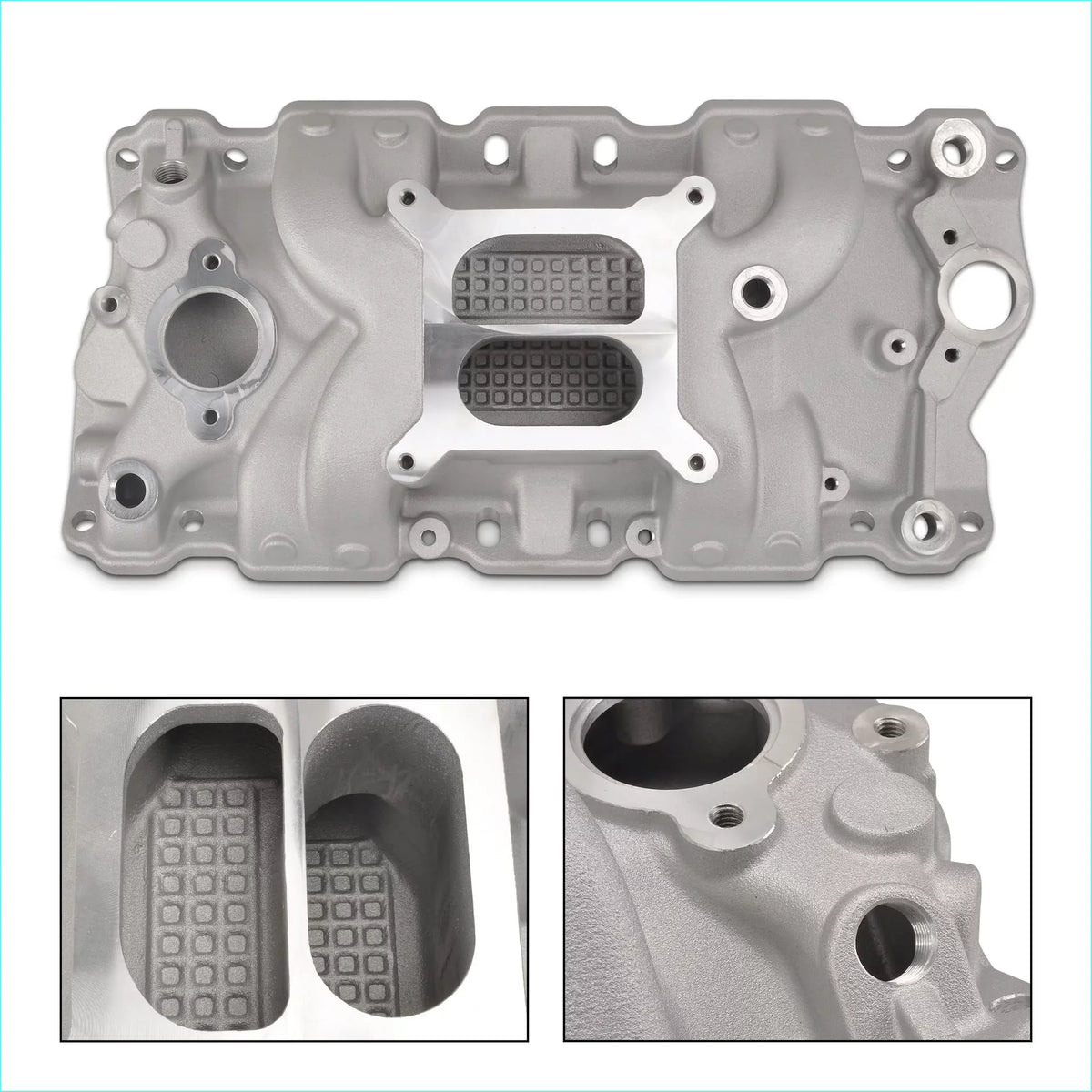 Dual Block SBC FGJQEFG Manifold 350 Intake Chevy Small Aluminum 327 305 400 Plane 1957-1986