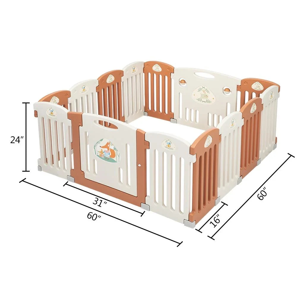 Safety Play 14 Fence Indoor exterior,Yellow Yard Baby Panel UBesGoo Playpen