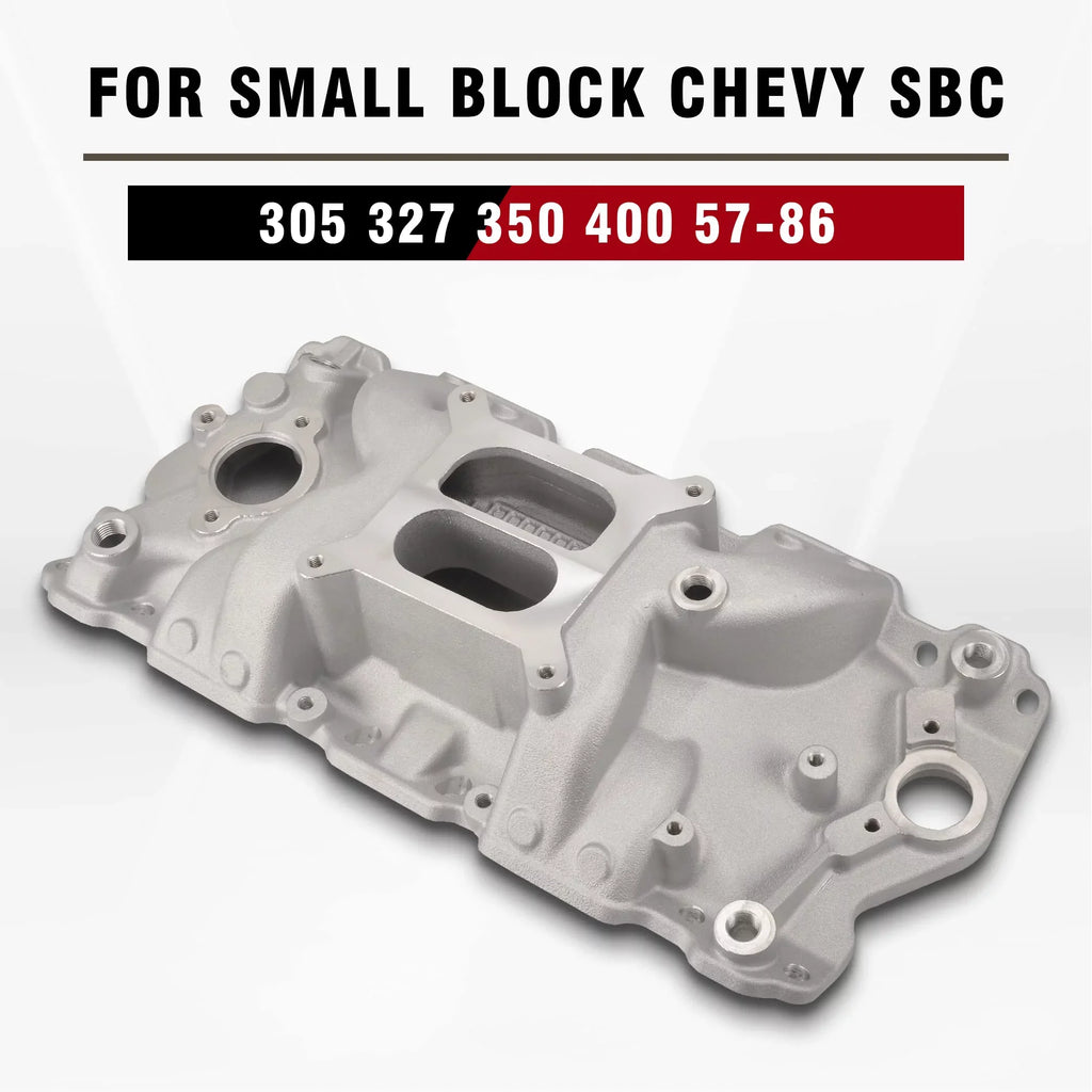 Dual Block SBC FGJQEFG Manifold 350 Intake Chevy Small Aluminum 327 305 400 Plane 1957-1986