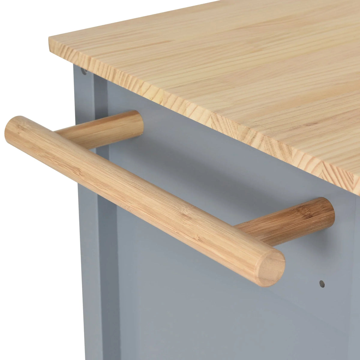 Wood Wheels Granite Grey Cart and Island Top Solid - Blue Kitchen Locking with