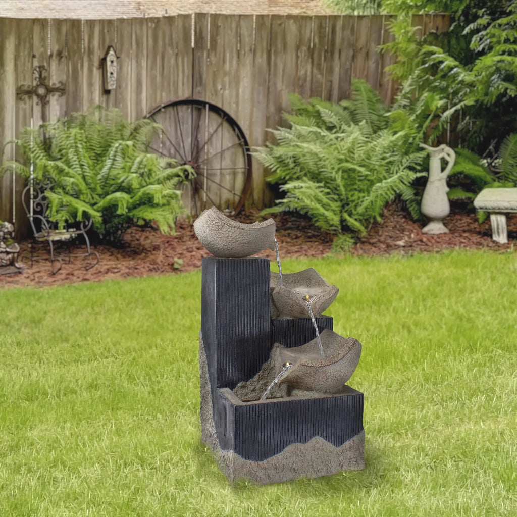 Northlight liquid Bowl Lighted 21" Cascading exterior 3-Tier LED Fountain