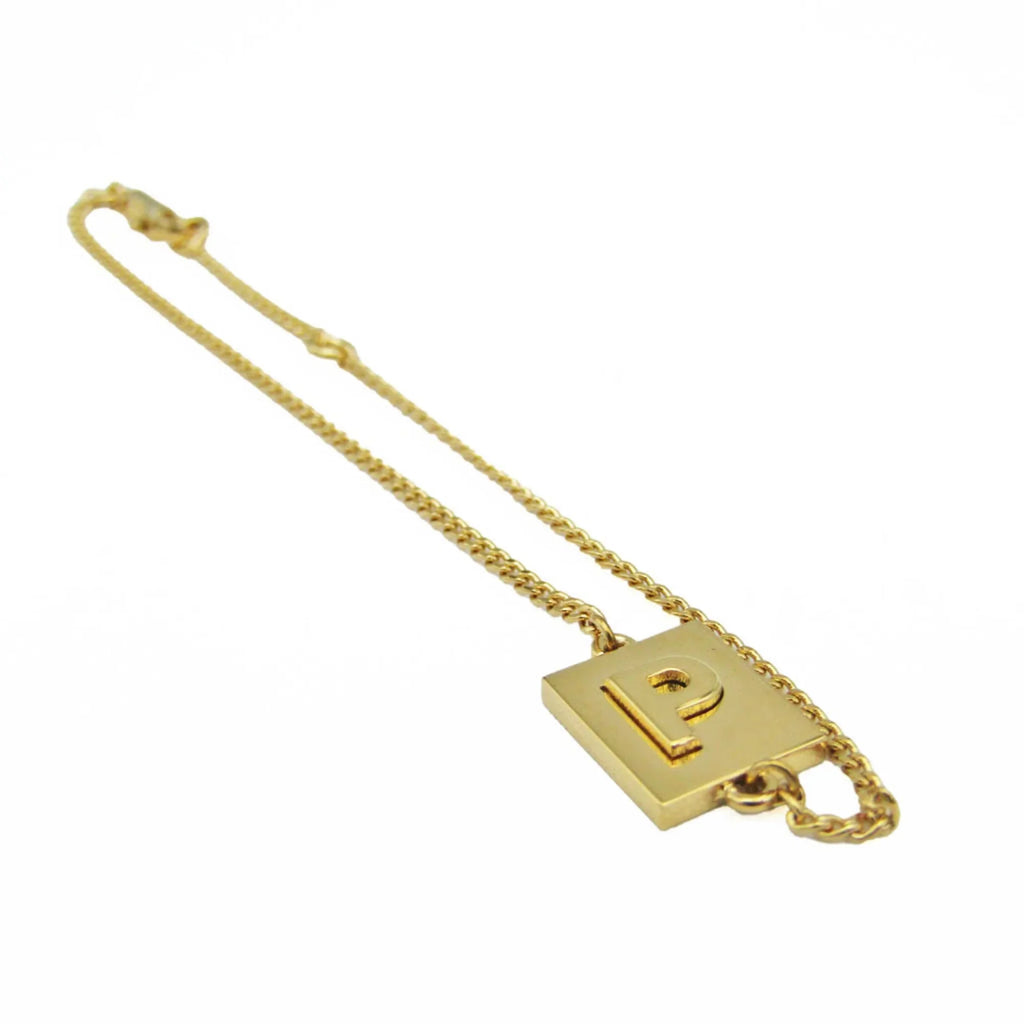 (Good) Celine Metal Pre-Owned Stone Alphabet No 46B0 Gold 6BRA P Bracelet Charm