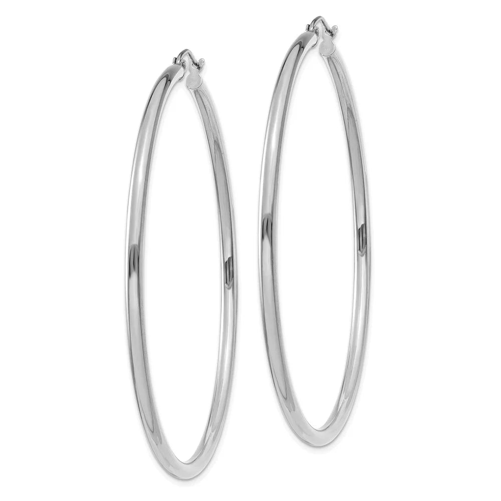 2.5mm and Women Real for 14kt Men and Adults White Earrings; Gold Polished Teens; Hoop for Tube