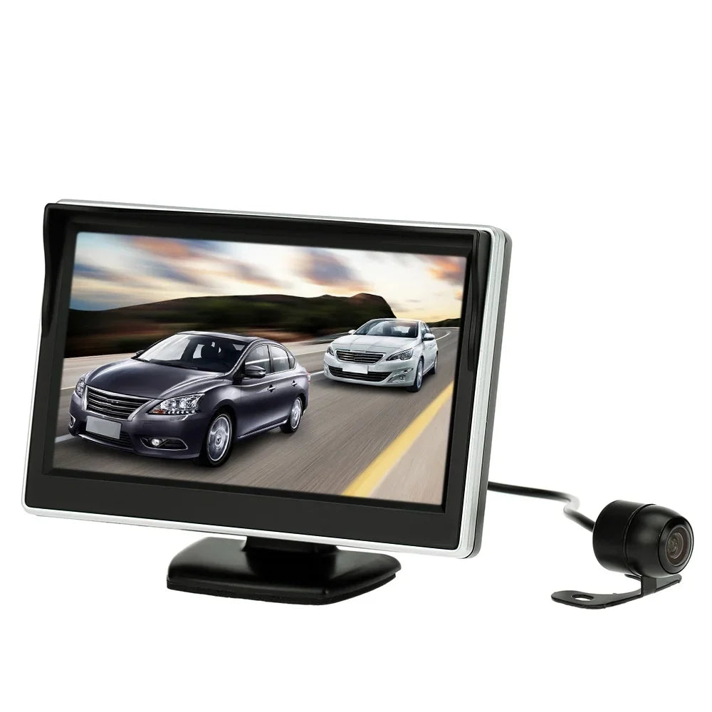 Htovila Reverse 5 Display Inch Car Backup HD Parking Camera View System Monitor TFT LCD Rear +