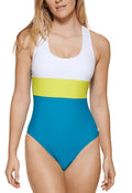 One-Piece US Colorblocked Calvin AEGEAN Klein Swimsuit, 18 Cross-Back BLUE