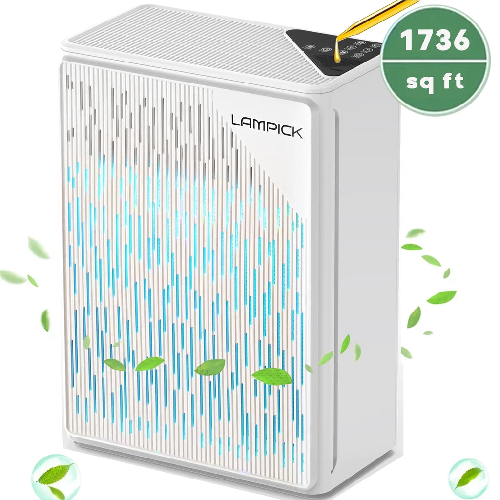 Sq HEPA ft, Purifier 99.97% LAMPICK Filter, Pet Remove up 1076 Hair of to Air with Smoke Cleaner Air