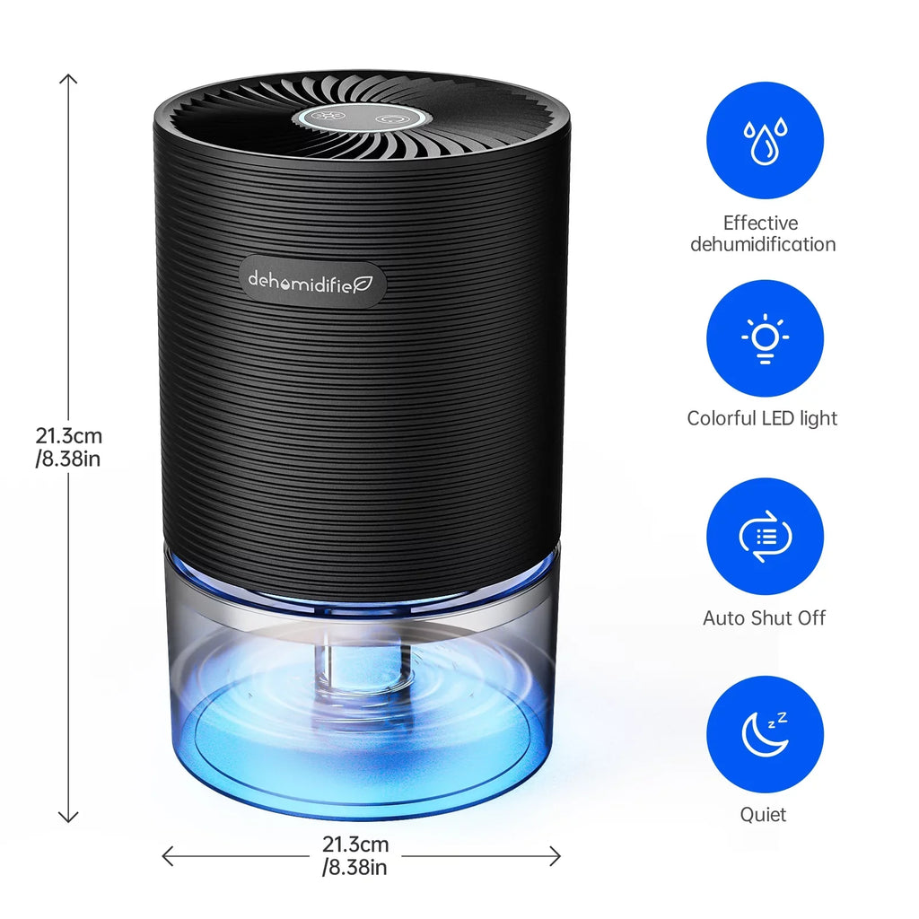 Dehumidifiers Bedroom for up Small with LED Light 215 sq.ft-Black Alrocket Auto-off,7 27oz Colors to