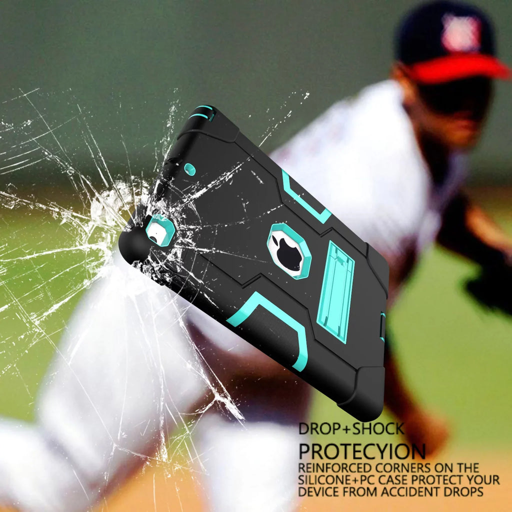 Allytech 2018 Case New Armor 9.7 Case,Three 2017/2018 iPad 6th/5th A1954 iPad for 2017,iPad (Black/Aqua) Case Generation 9.7 A1893 for Defender Layer Cover A1823 A1822 Shockproof Protective