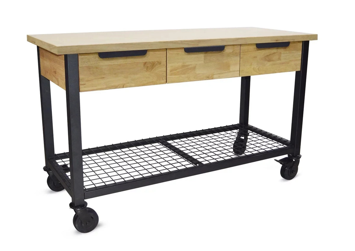 Metal & Wood Workbench 62" Industrial Rove