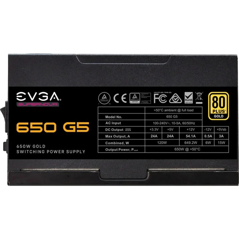 EVGA 150mm 650 ON Plus Fan, 80 Power Compact G5, Eco FDB with Includes Year Tester, Warranty, Gold 650W, 220-G5-0650-X1 Modular, Fully 10 Mode SuperNOVA Power Self Supply dimension,