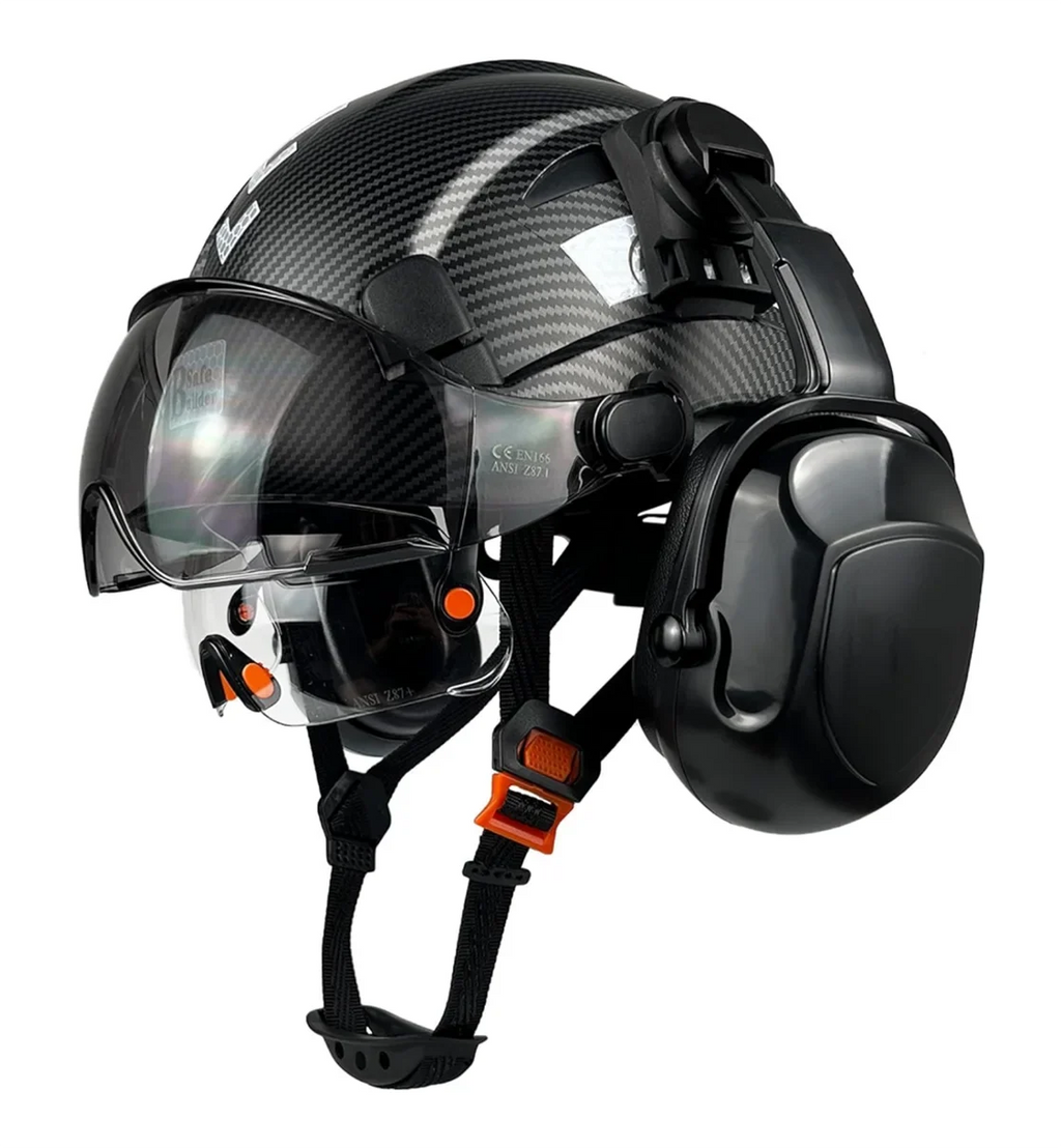 Industrial Protection Safety with Vented Head Construction Visor Helmet Muffs Approved Work Visor Z89.1(Black) OSHA Certified Ear Hardhats Hat with ANSI/ISEA Hard