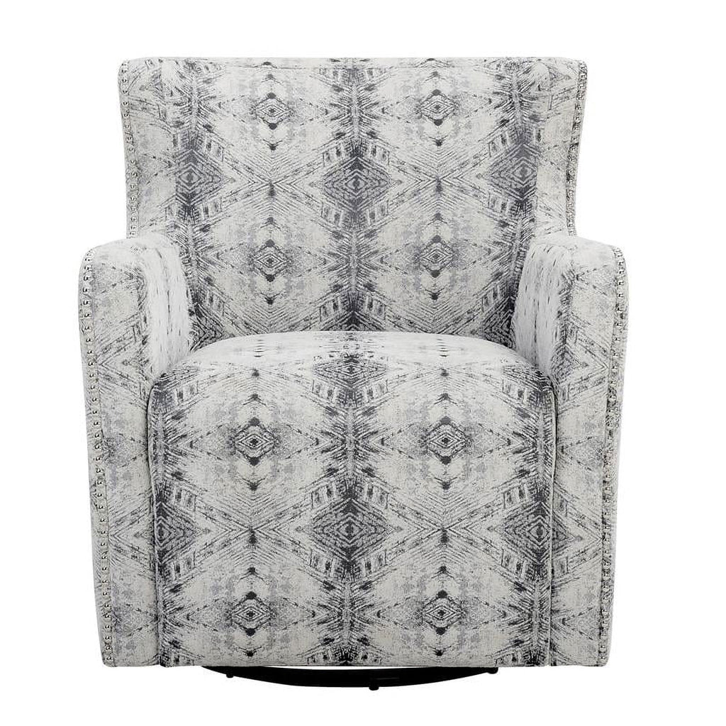 Contemporary Swivel in 30" Lonita Off Chair Geometric Lexicon White Chenille