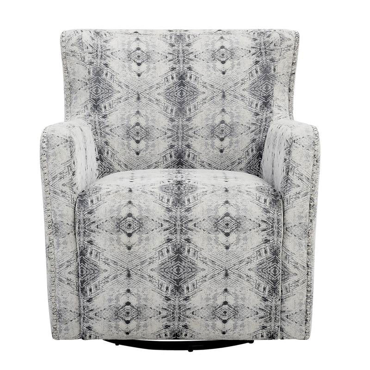 Contemporary Swivel in 30" Lonita Off Chair Geometric Lexicon White Chenille