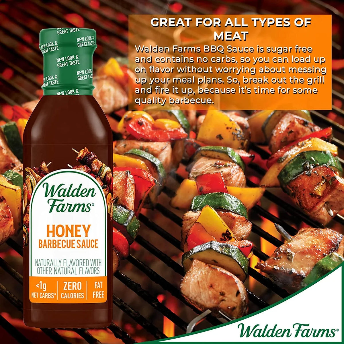 4 Farms of Free Barbecue Honey 12 Walden Pack Calorie oz Sauce fl