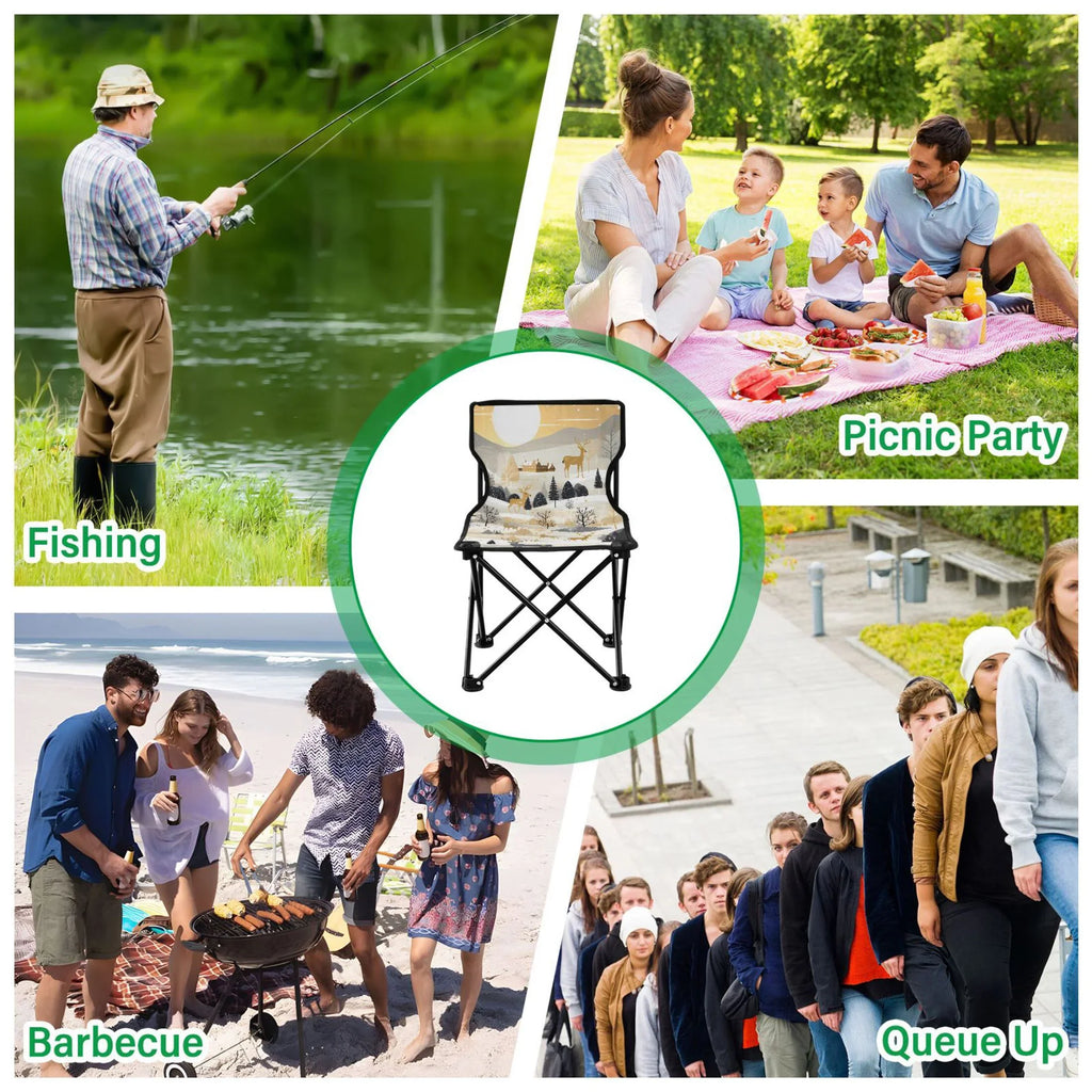 Lawn in Fishing Small Chair Kids Forest Chair with for Chair Beach Bag Chair Folding Carry Golden Portable exterior Camping Deers