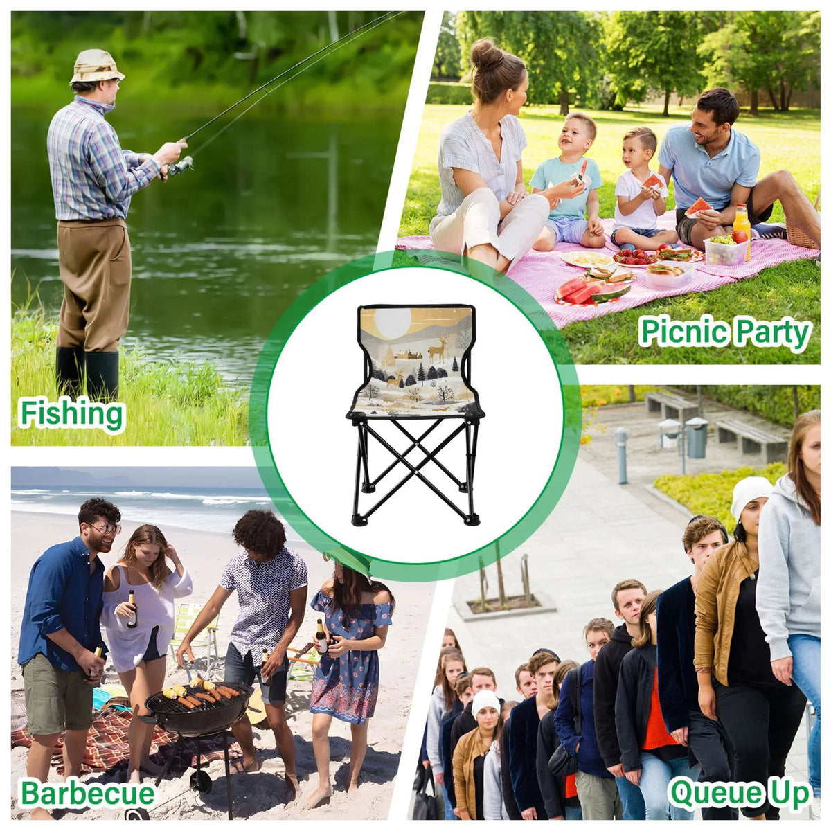 Lawn in Fishing Small Chair Kids Forest Chair with for Chair Beach Bag Chair Folding Carry Golden Portable exterior Camping Deers
