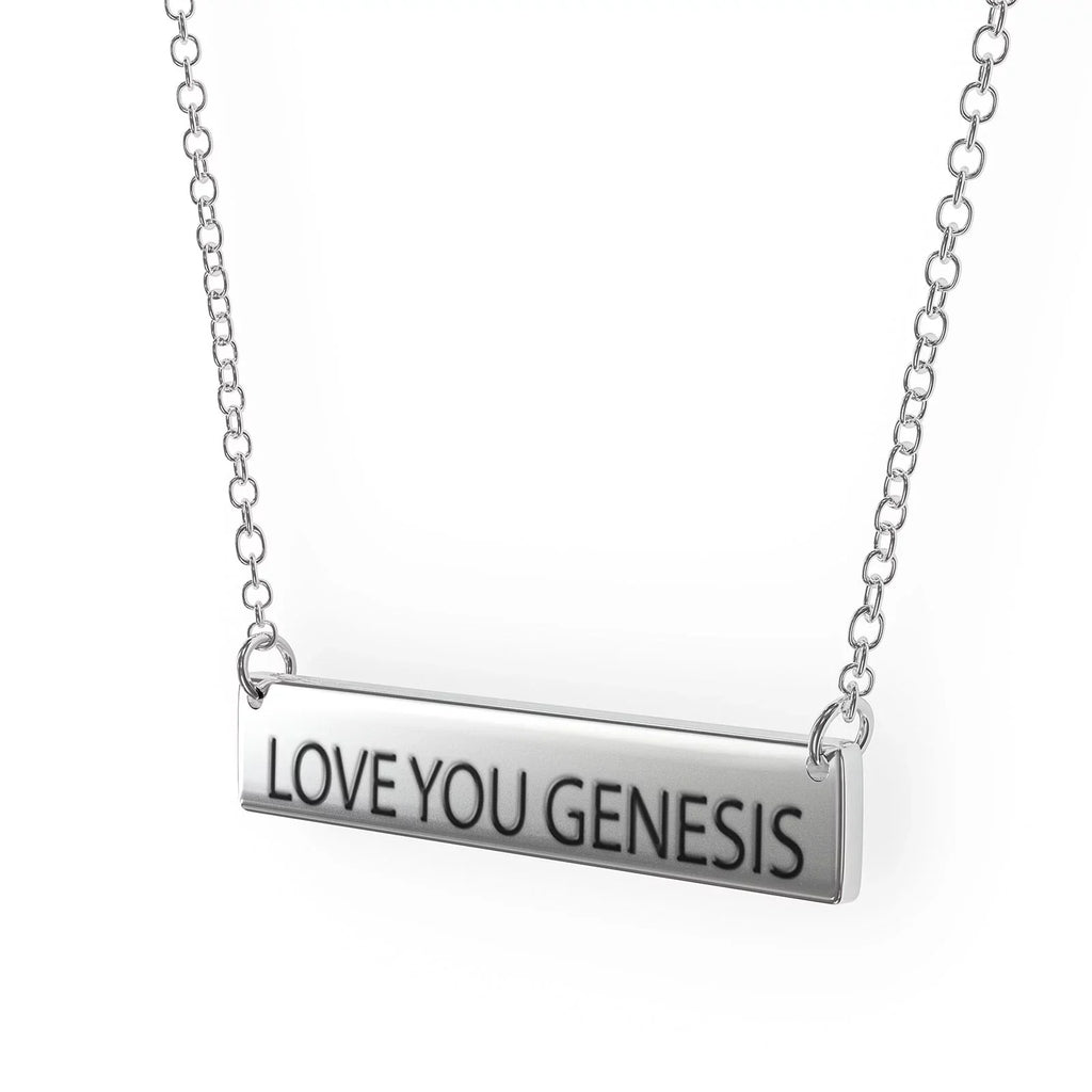 Women's Sterling Love Genesis Necklace Sliver Bar Pendant You