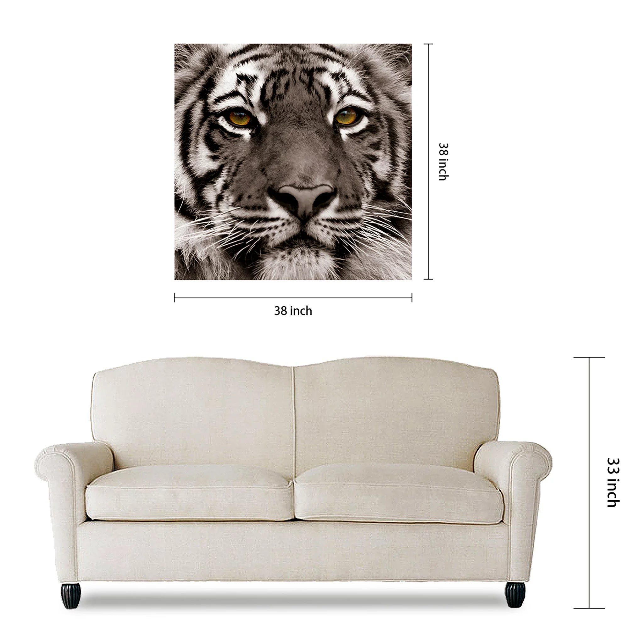 Graphic 0.2", Wall of Free Art, 38" x Empire Hang Direct to the Ready Glass Tiger x Eye Frameless Panel Tempered 38" Floating Art