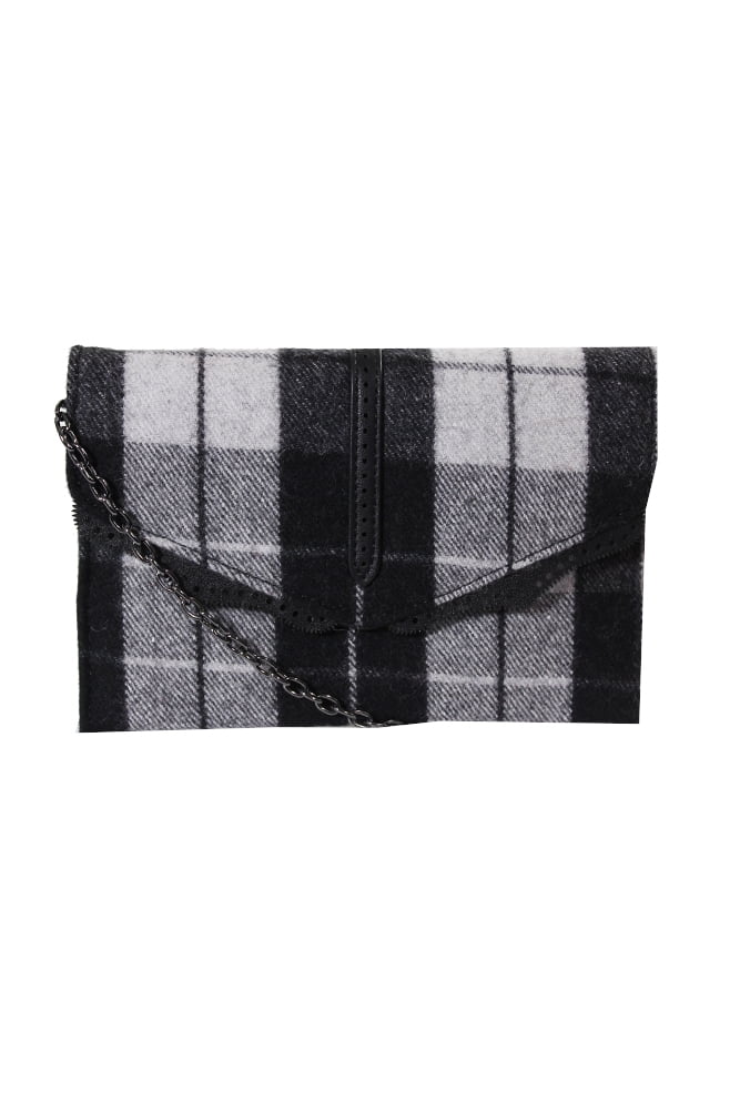 Hudson Nicole Bag Plaid Crossbody OS Danielle Black White
