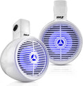 Speaker White Speaker PLMRWKBT65WT Single Mini Bluetooth liquid Marine Built-in System 2-Way Lights, Box LED with Resistant - 6.5" Wakeboard