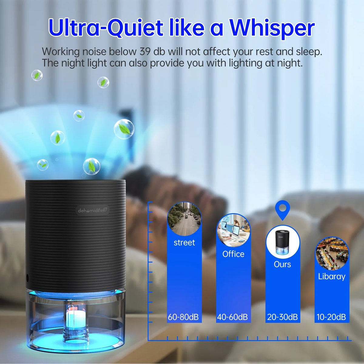 Dehumidifiers Bedroom for up Small with LED Light 215 sq.ft-Black Alrocket Auto-off,7 27oz Colors to