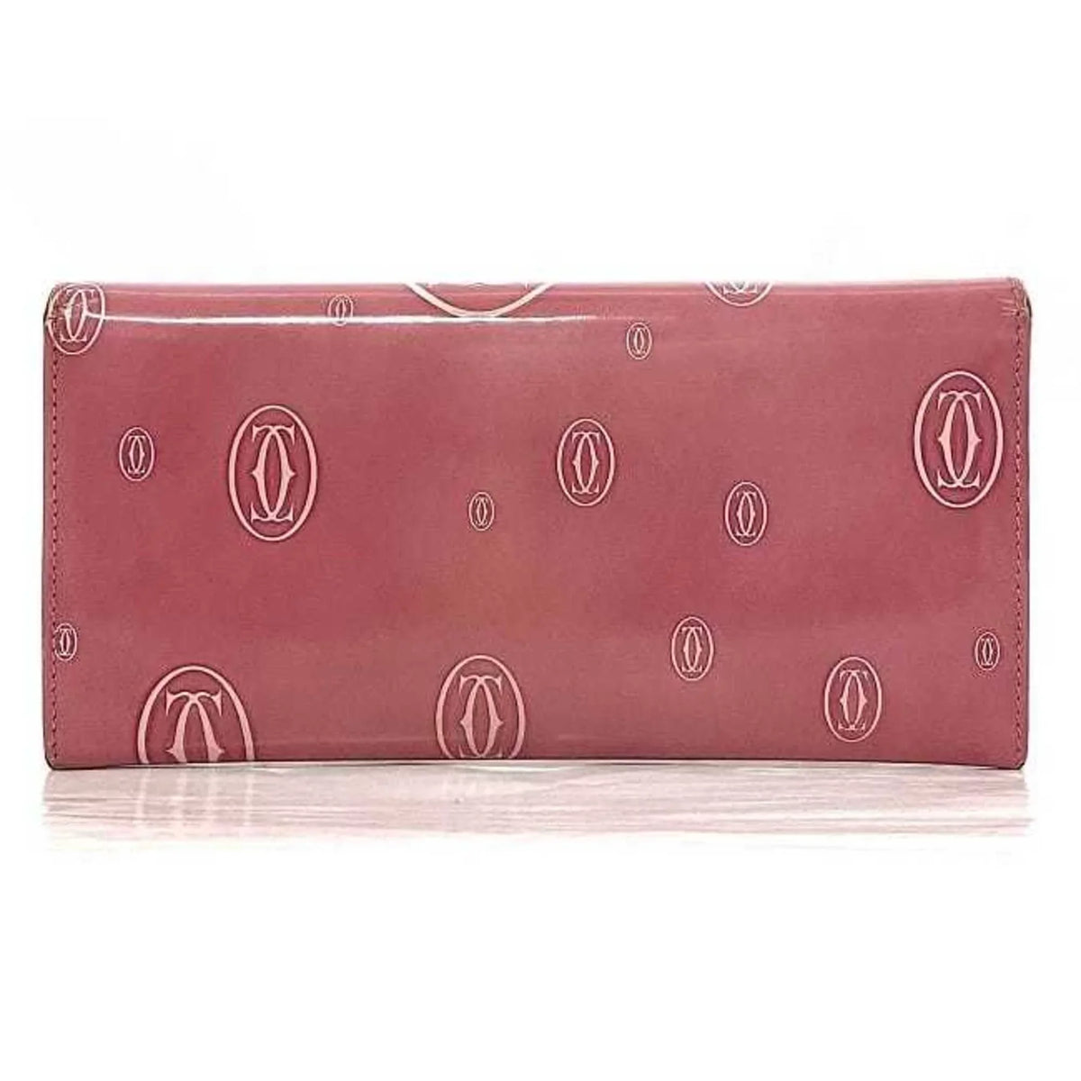 2C Birthday Pre-Owned Wallet Bifold Happy Ladies L3000951 Long Cartier (Fair) Pink Motif Leather