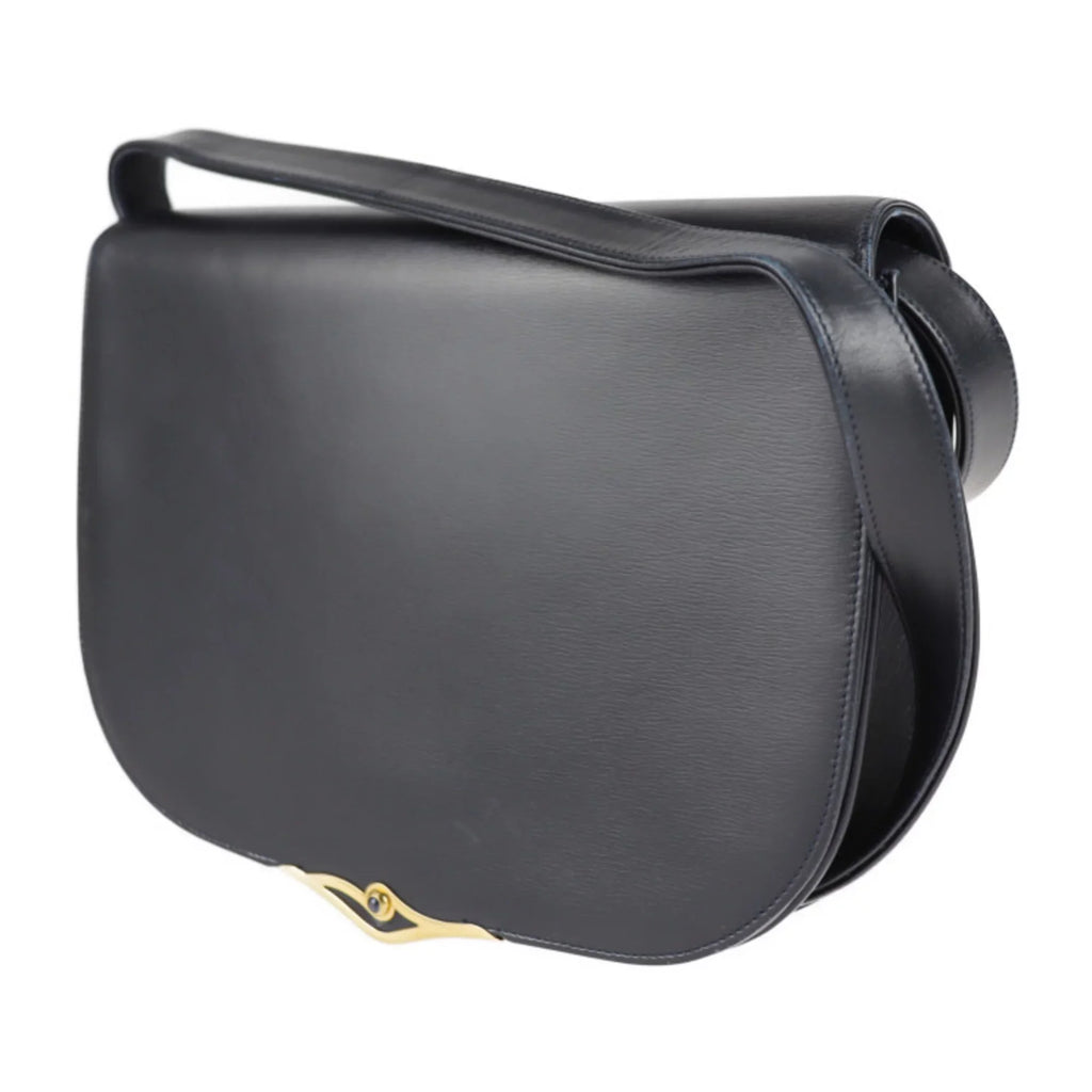 sapphire CARTIER line 2WAY dark (Good) bag leather navy clutch Pre-Owned shoulder calf Cartier
