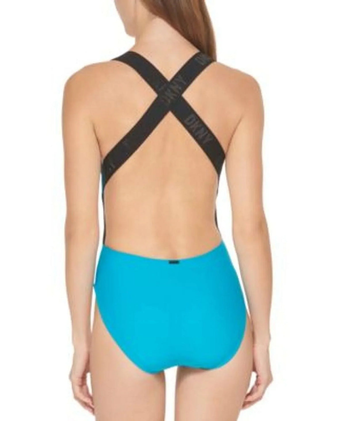 X-Small DKNY Swimsuit, Cross-Back US Logo One-Piece TROPICAL
