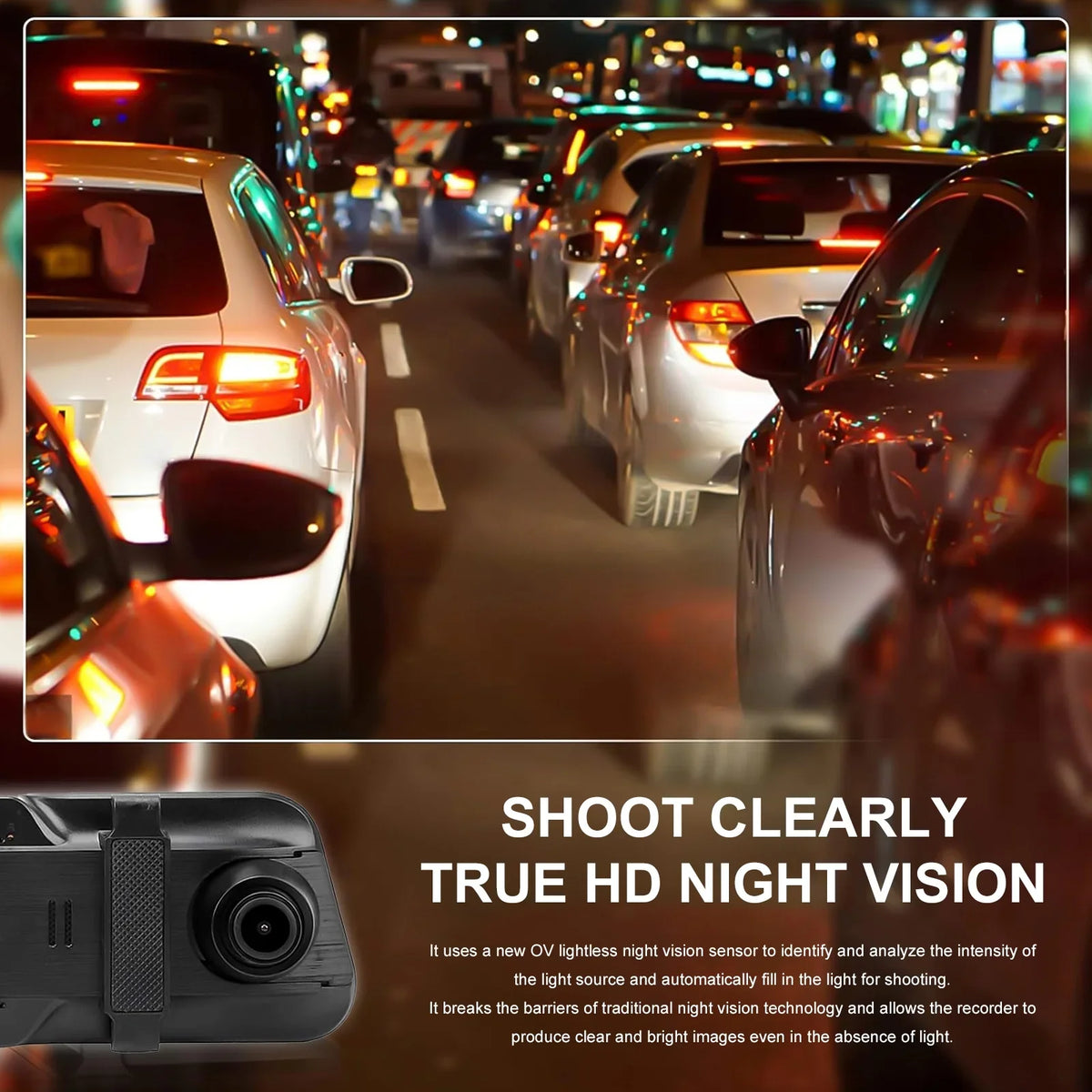 Parking Rear, 24H for 10Inch Vision, Card, Screen Mode Angle, Front 1080P Full HD Free Cars, 170°Wide Dash IPS Dash Cam 32GB WDR, Camera Night