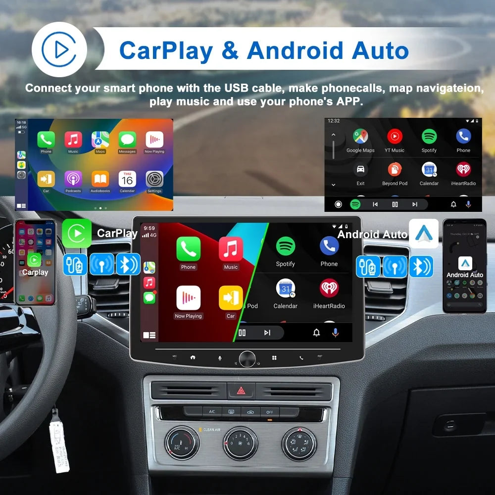 Carplay Camera Single including USB with Bluetooth Radio Android 10 Link Car Multimedia Reversing Inch AHD Player Auto FM USB Mirror Screen Audio Din HD Touch 1 Receiver Stereo