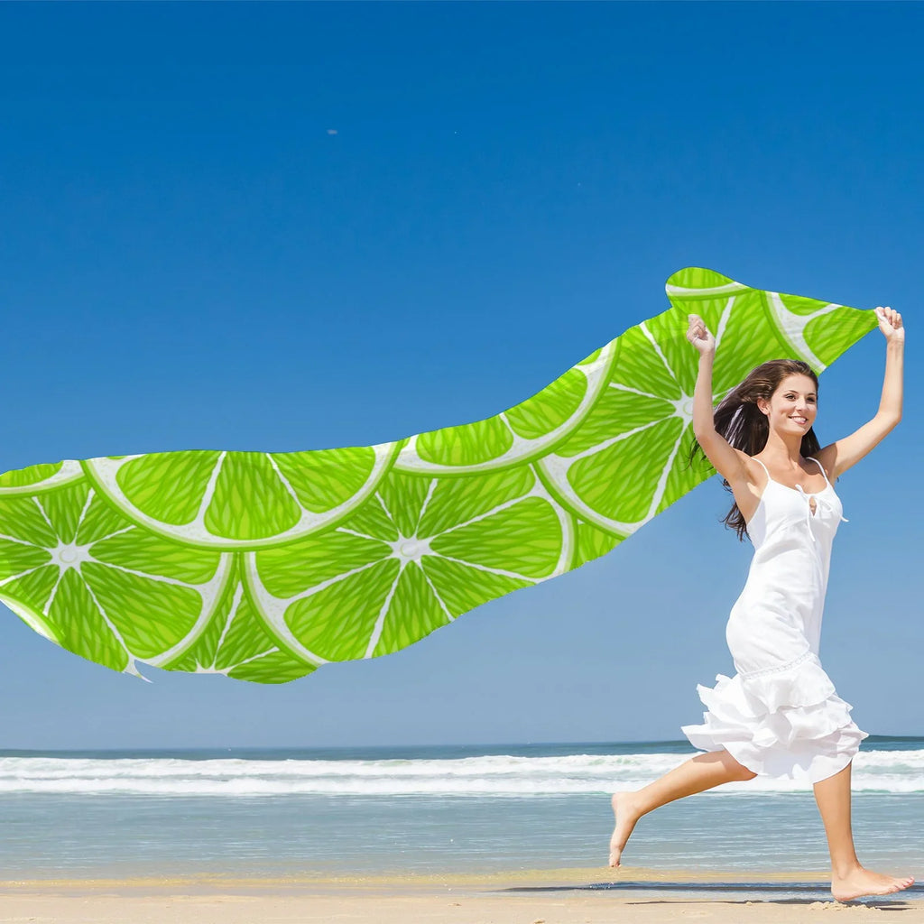 Hair Large for Women Gift Silk Scarf Sunscreen Headscarf Shawls Neck Long Slices FREEAMG Wraps Packed Lime Oblong Wraps