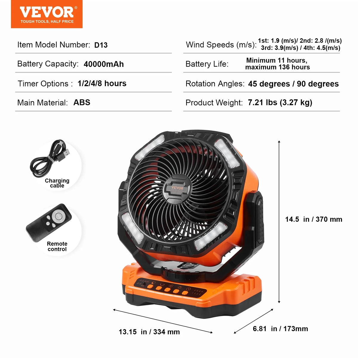 with Rechargeable Speeds SKYSHALO 13 Lantern Fan LED Swivel Timer 4 inch Portable