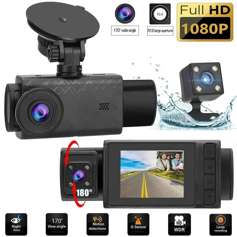 Cameras Recorder Dash Mirror Rearview Driving 3 Safety Video Auto Multi-Language Camera Pinnaco