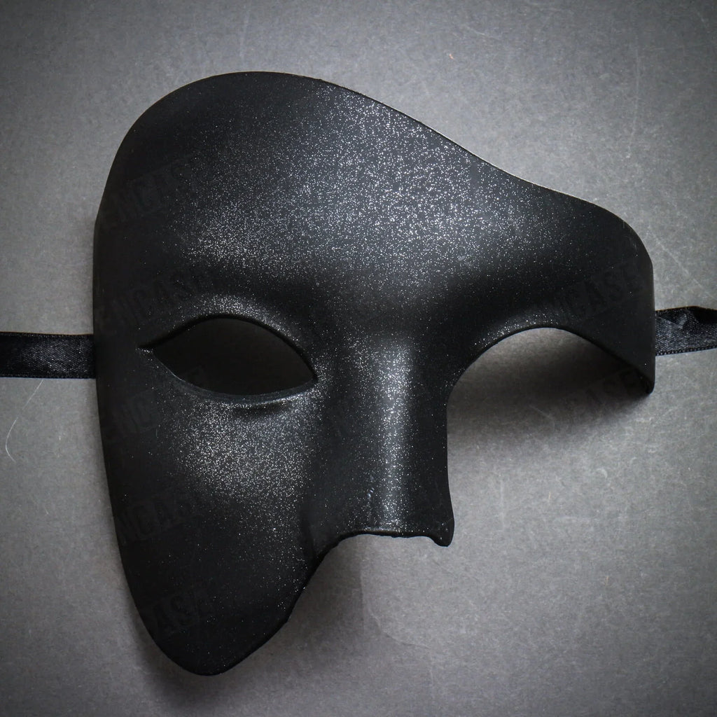 Venetian Mask | Half Vintage Halloween Black Masquerade Plain Phantom Costume Face
