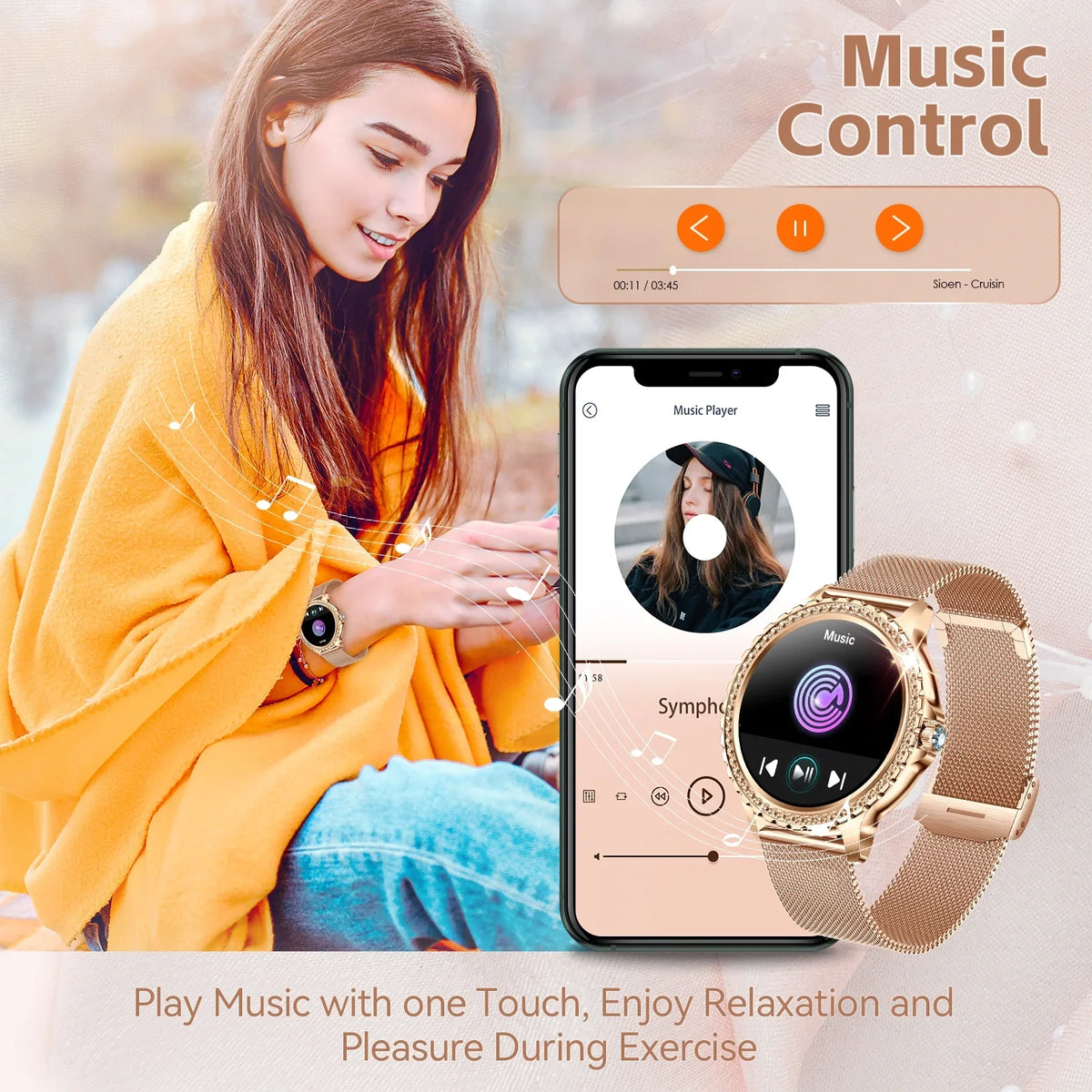 Women with Smart Diamonds Bluetooth call Watches